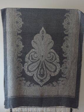 Elegant Black & Gray Woven Women's Scarf Or Wall Hanging. Best Offer.